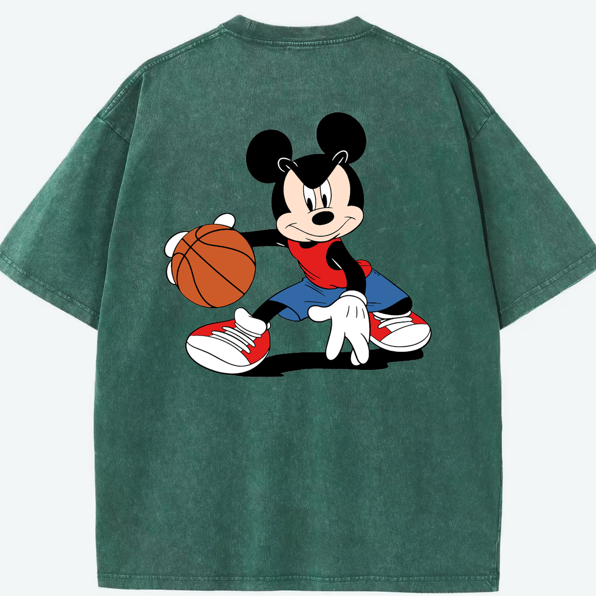 （画像用） ミッキーマウス Mickey Mouse 綿100% ヴィンテージ風 半袖Tシャツ（背面プリント）